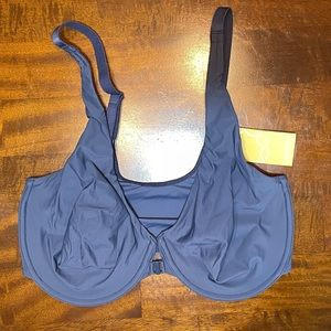 NWT 34E Blue Delimira Front Closure Seamless Plunge Underwire Bra